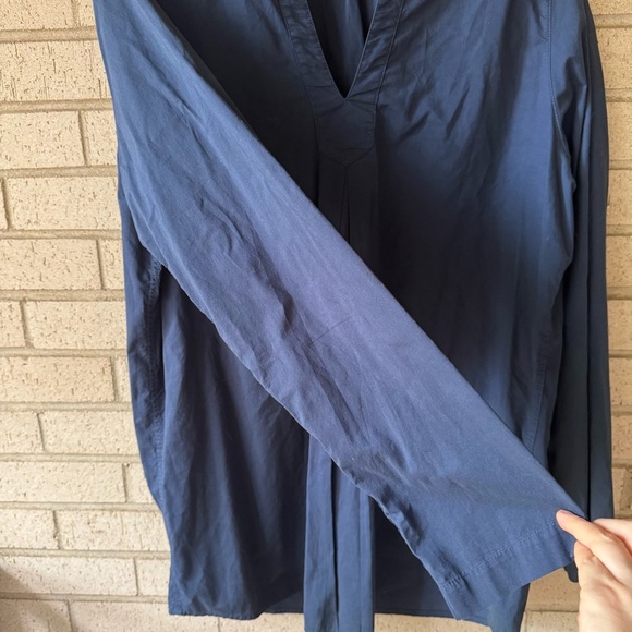 Garnet Hill Deep Blue Navy Casual Tunic Shirt - Picture 4 of 5